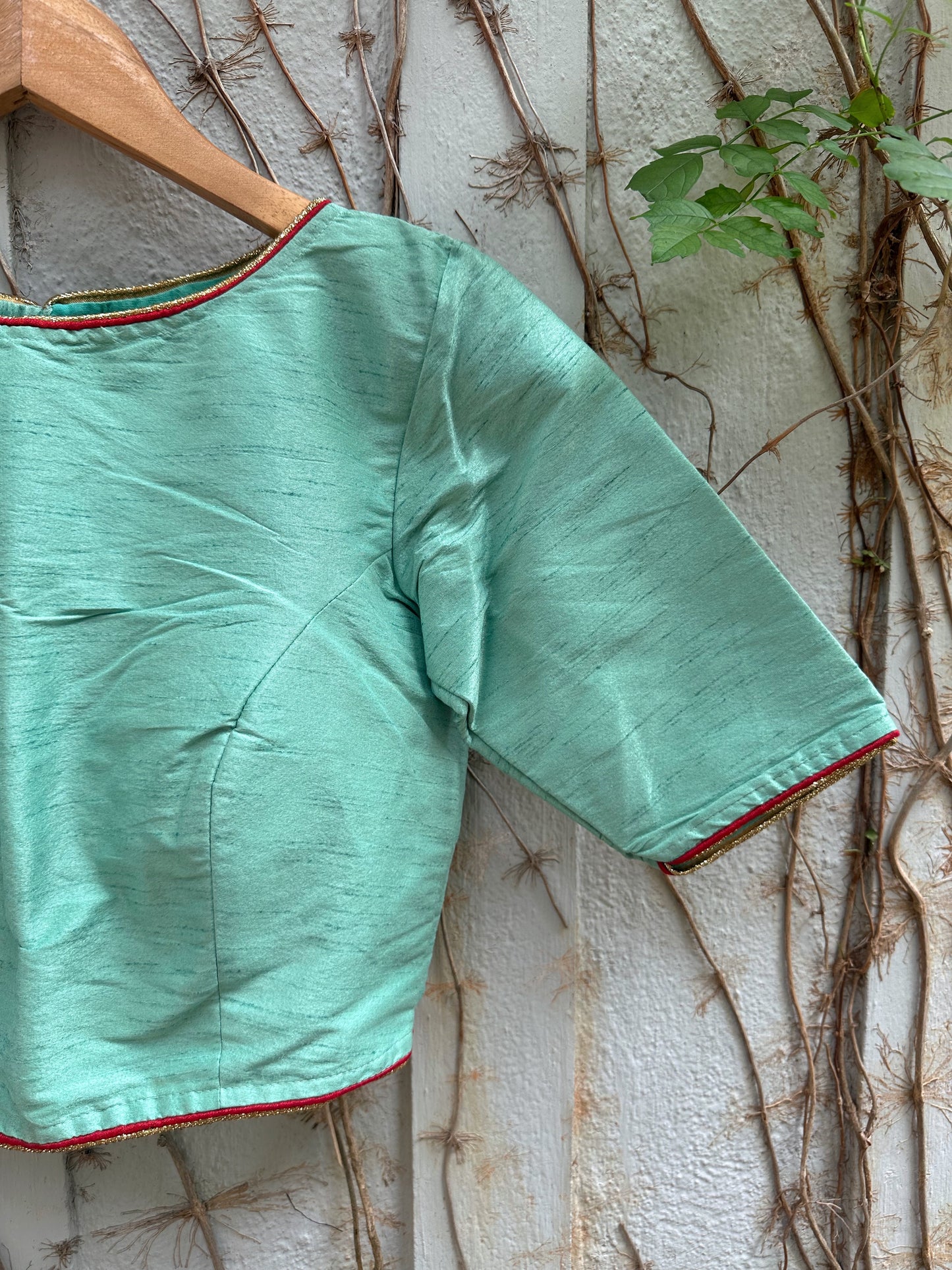MINT RAW SILK BLOUSE
