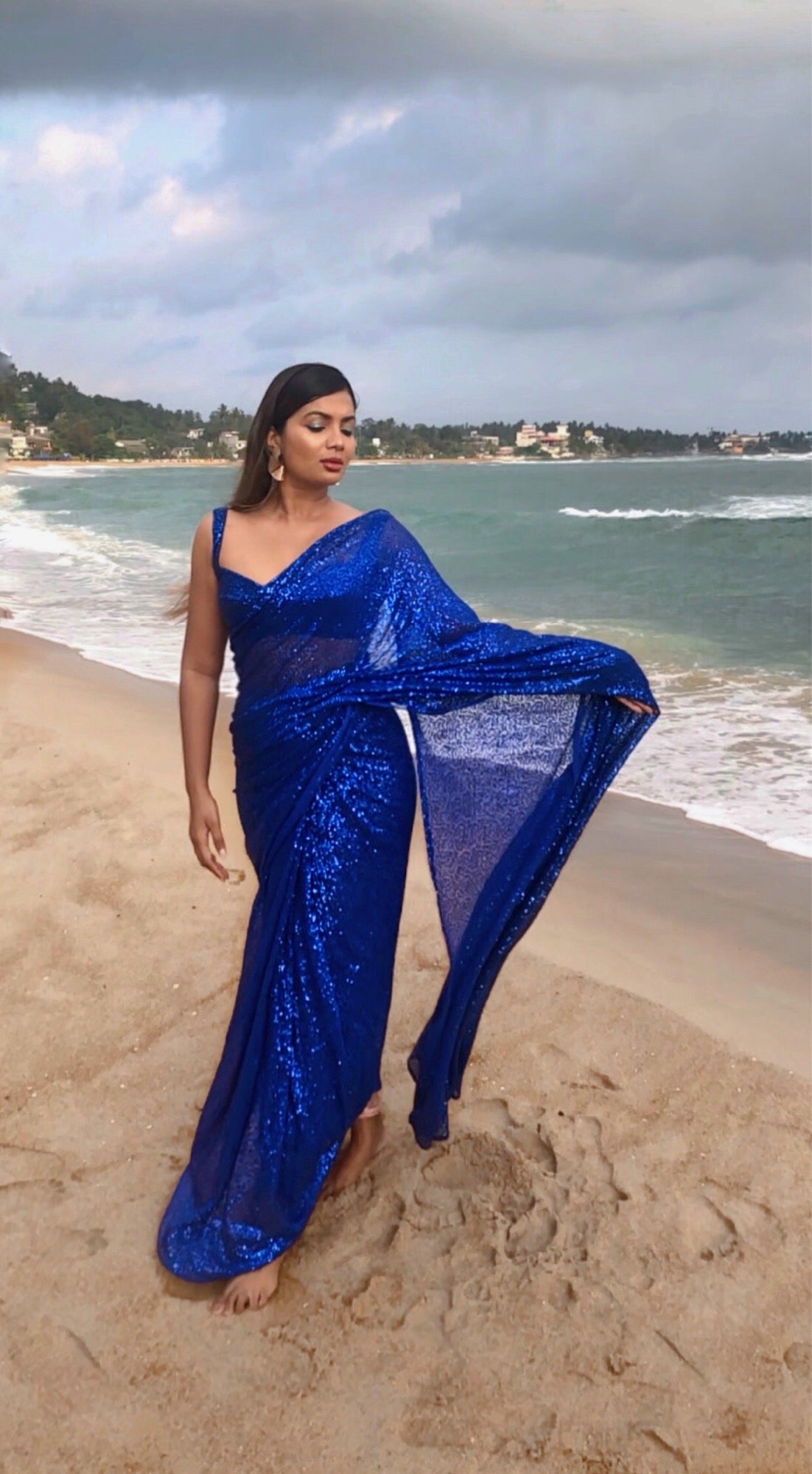 BLUE FULL SEQUIN SARI