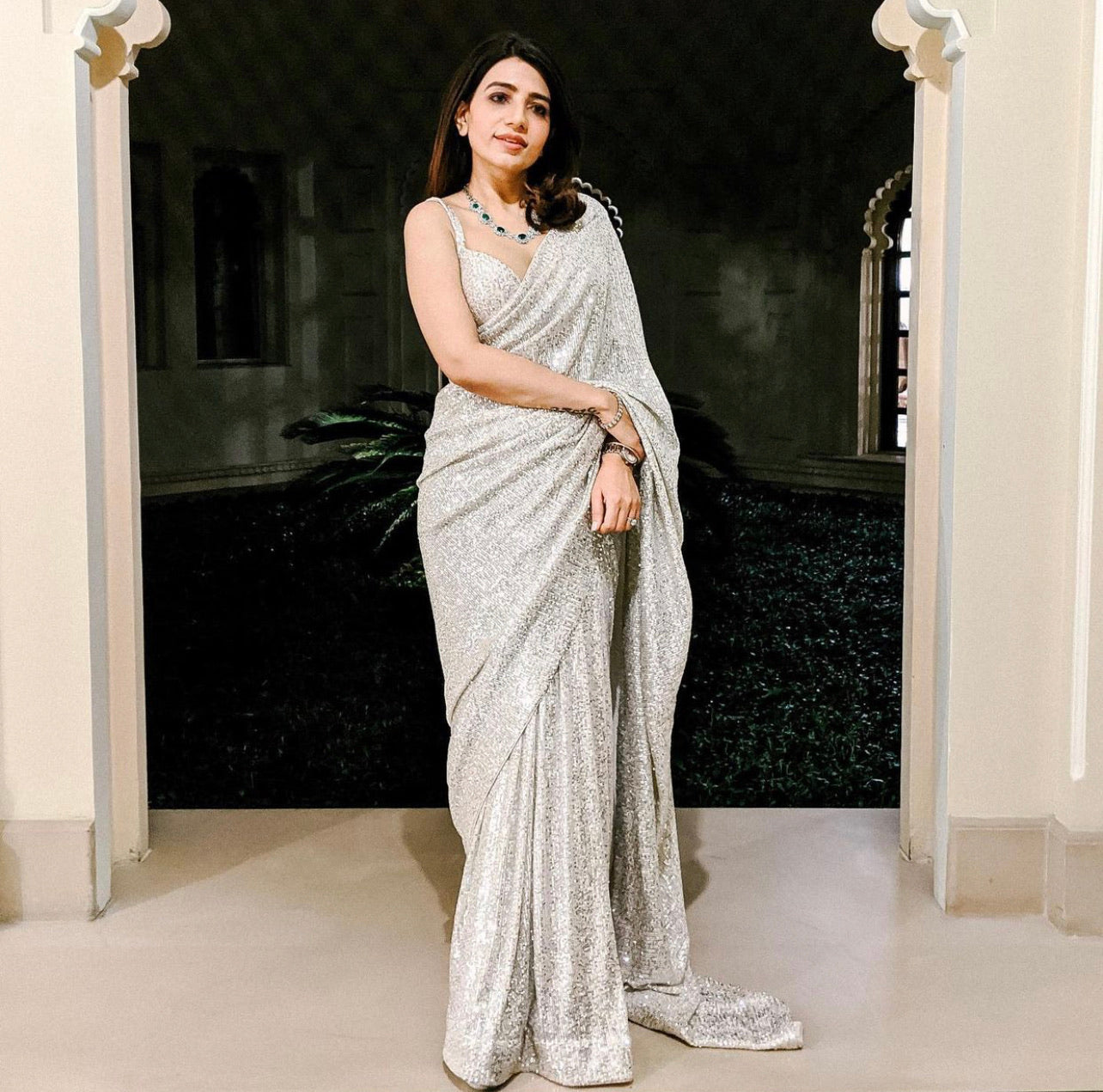 SILVER SEQUIN SARI