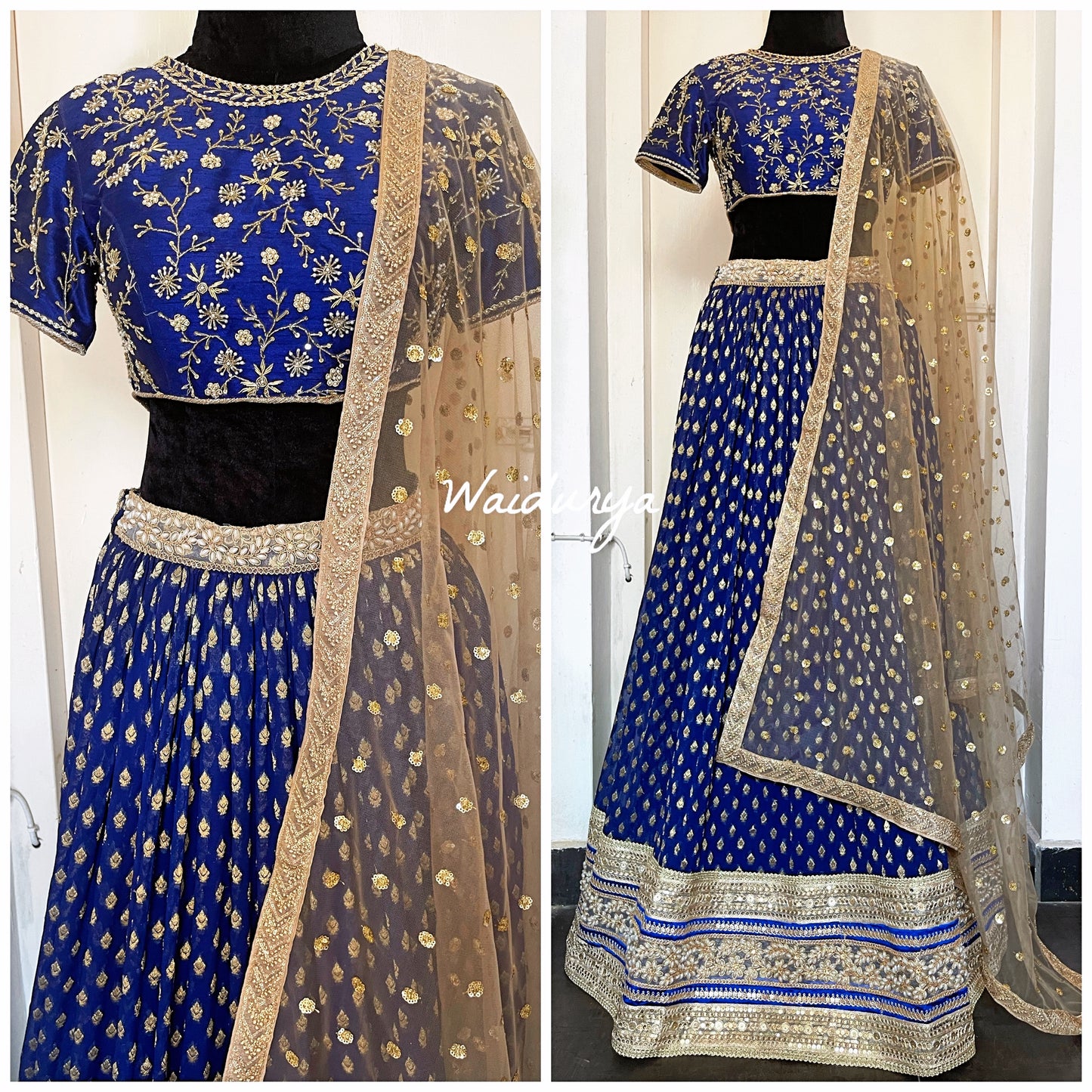 Blue BROCADE lehenga