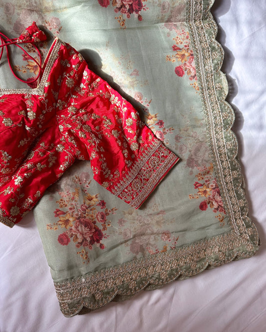 FLORAL ORGANZA SARI