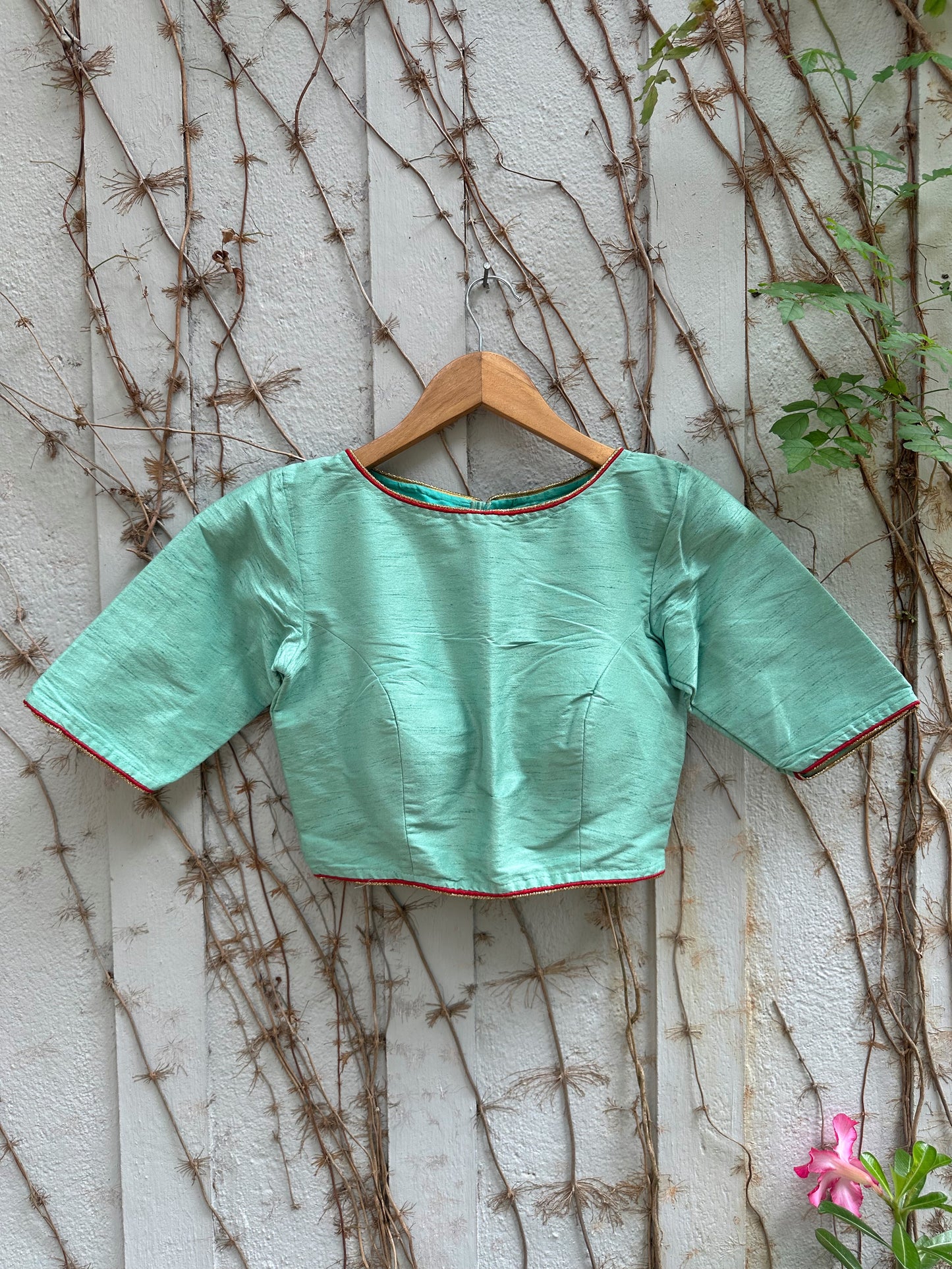 MINT RAW SILK BLOUSE