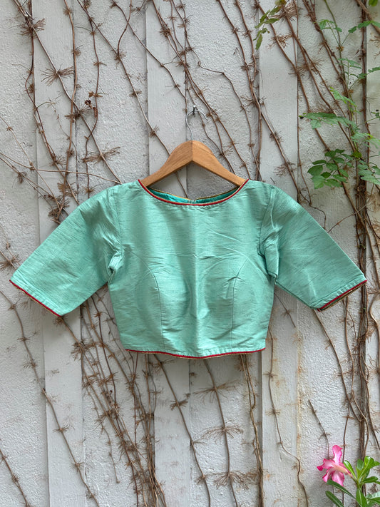 MINT RAW SILK BLOUSE
