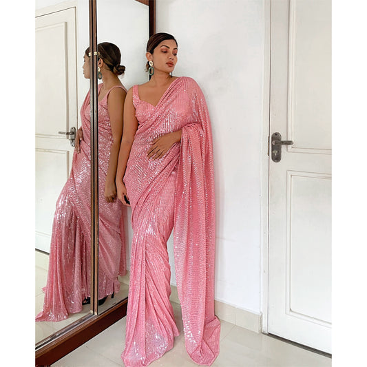 BLUSH FULL SEQUIN SARI